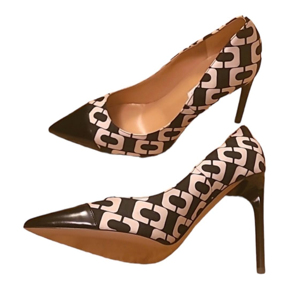 Diane Von Furstenberg Black White Heel Size 10 - Picture 3 of 10